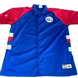 Vintage 76ers Blue and Red Button Front Jersey